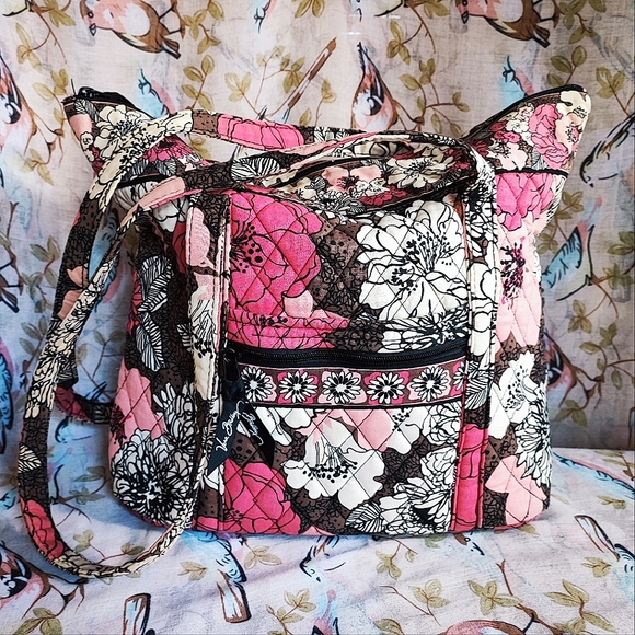 Vera Bradley SUZANI Floral Quilted Zippered Tote Crossbody Laptop Bag - Picture 11 of 13